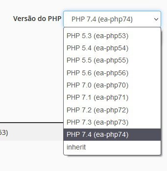 Alterando a versão do php no cpanel