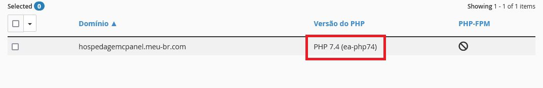 Alterando a versão do php no cpanel