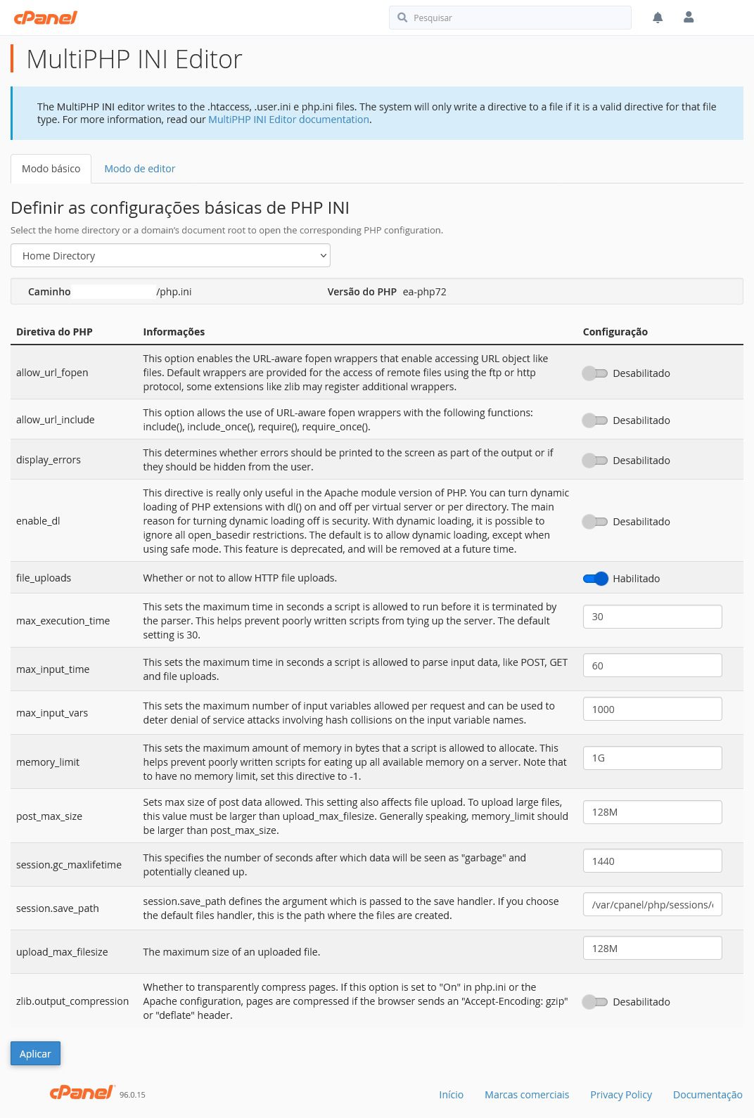 Alterando as configurações do php.ini utilizando o MultiPHP INI Editor