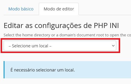 Selecione o Local do arquivo php.ini a ser modificado