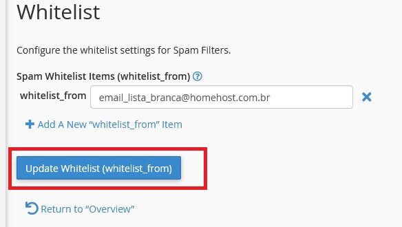 Criando uma Whitelist: lista Branca de Spams