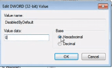 alterando valor do registro disable by default