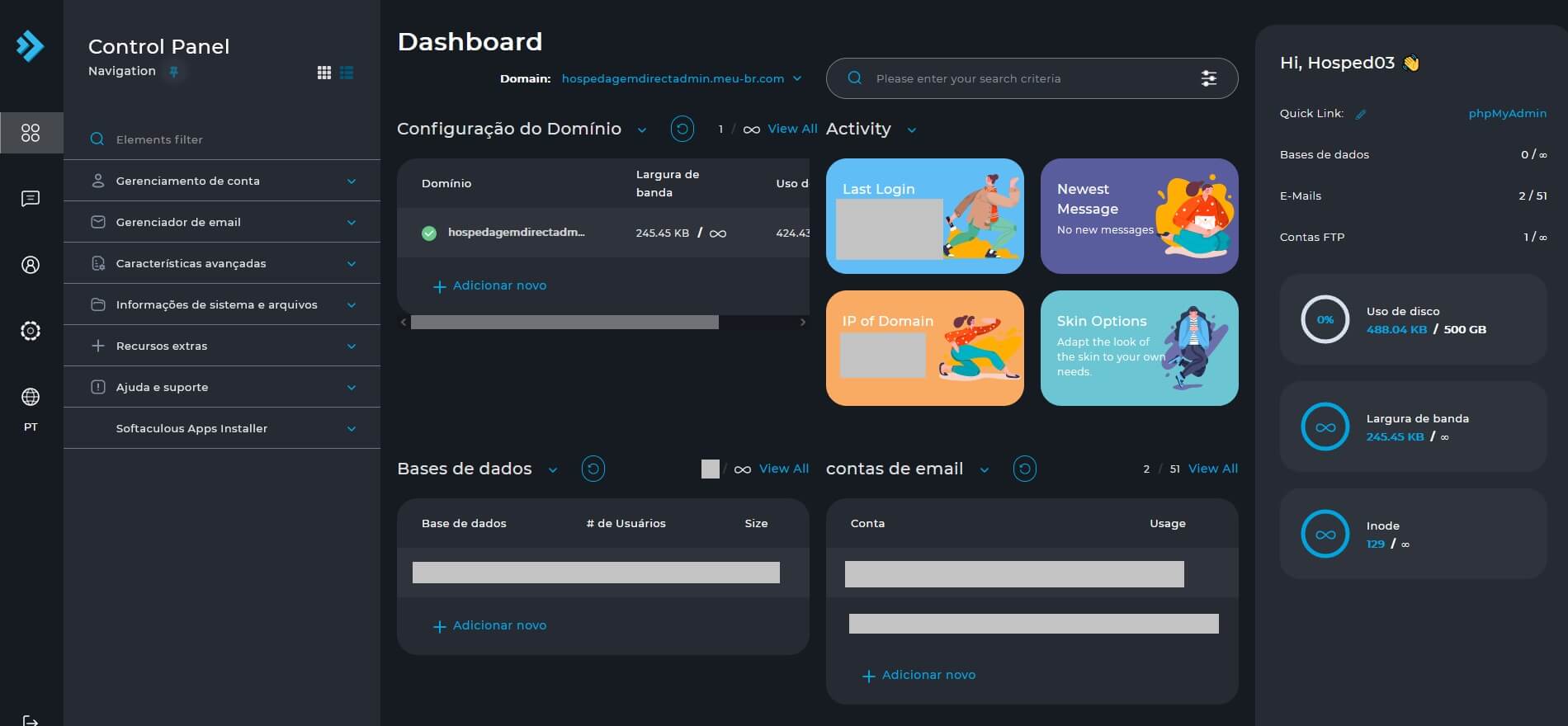 Painel de Controle do DirectAdmin