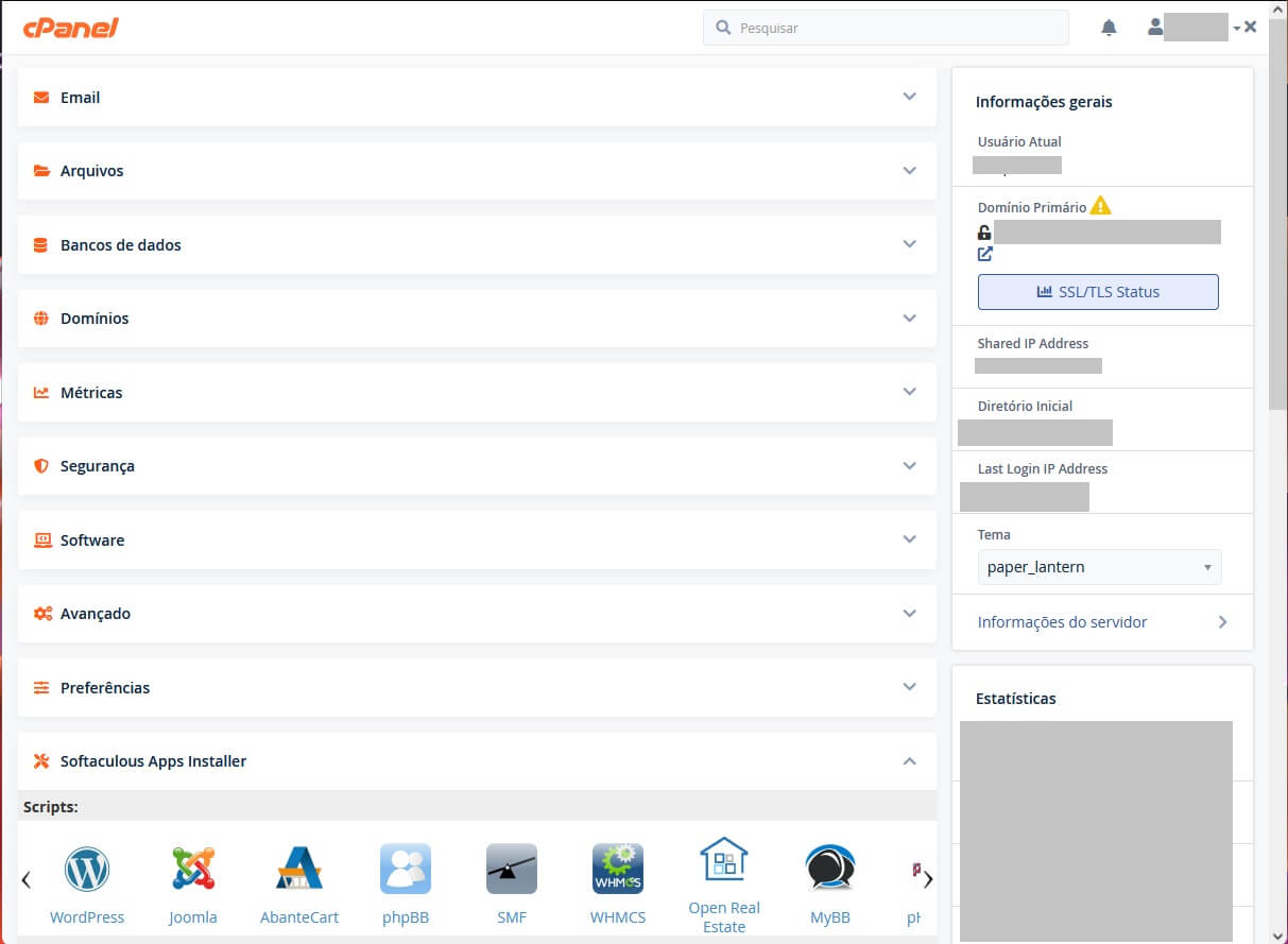 Painel de Controle do cPanel