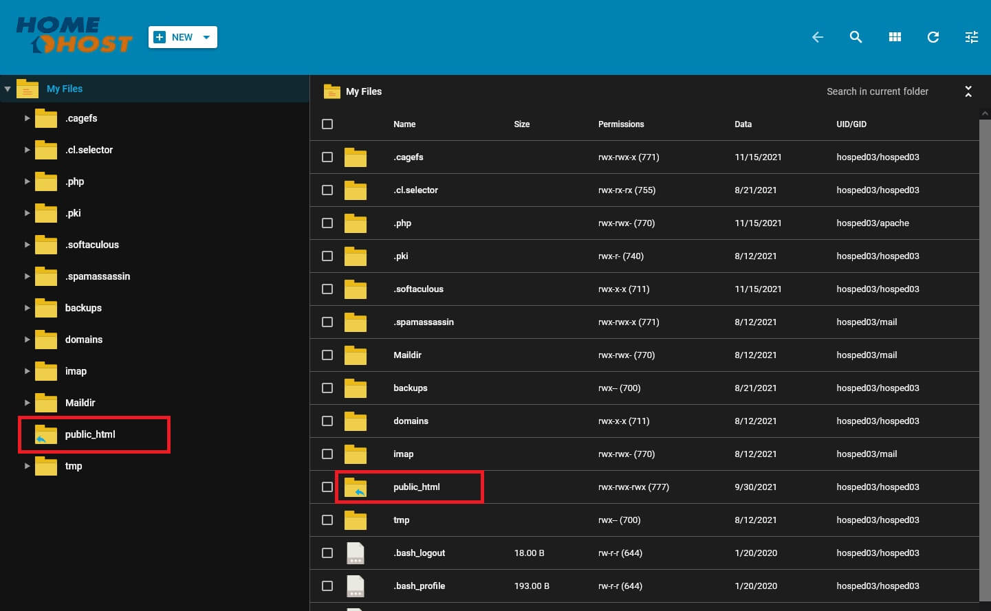 Gerenciador de Arquivos do DirectAdmin
