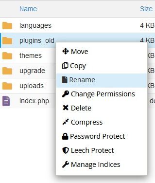 renomeando a pasta plugins_old para plugins