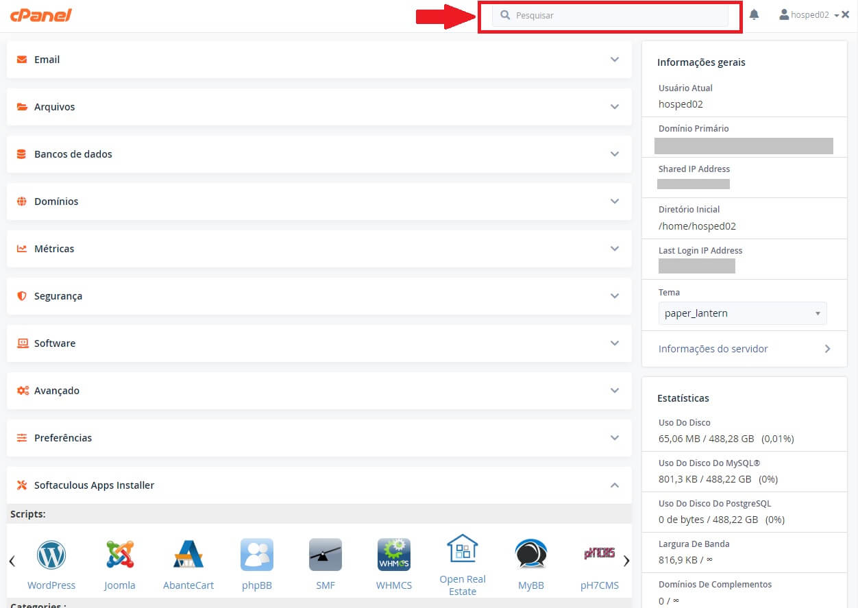 Painel de Controle do cPanel