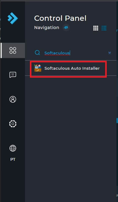Buscando na barra de pesquisa do DirectAdmin por Softaculous