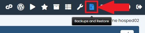 Clique sobre a opção Backups and Restore no menu superior do Softaculous