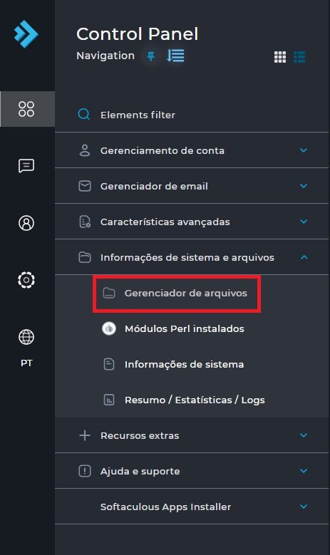 Selecionando a opção de "Gerenciador de Arquivos" no Painel Direct Admin