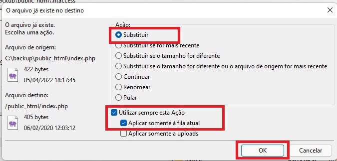 Imagem retratando como arrastar o diretório public html da máquina local para a máquina remota no Filezilla para realizar a restauração do backup com FTP