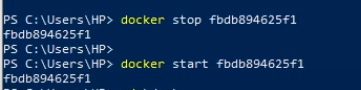 Usando o docker stop e docker start