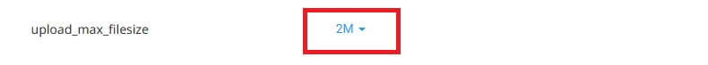 Clique sobre o valor da diretiva upload_max_filesize