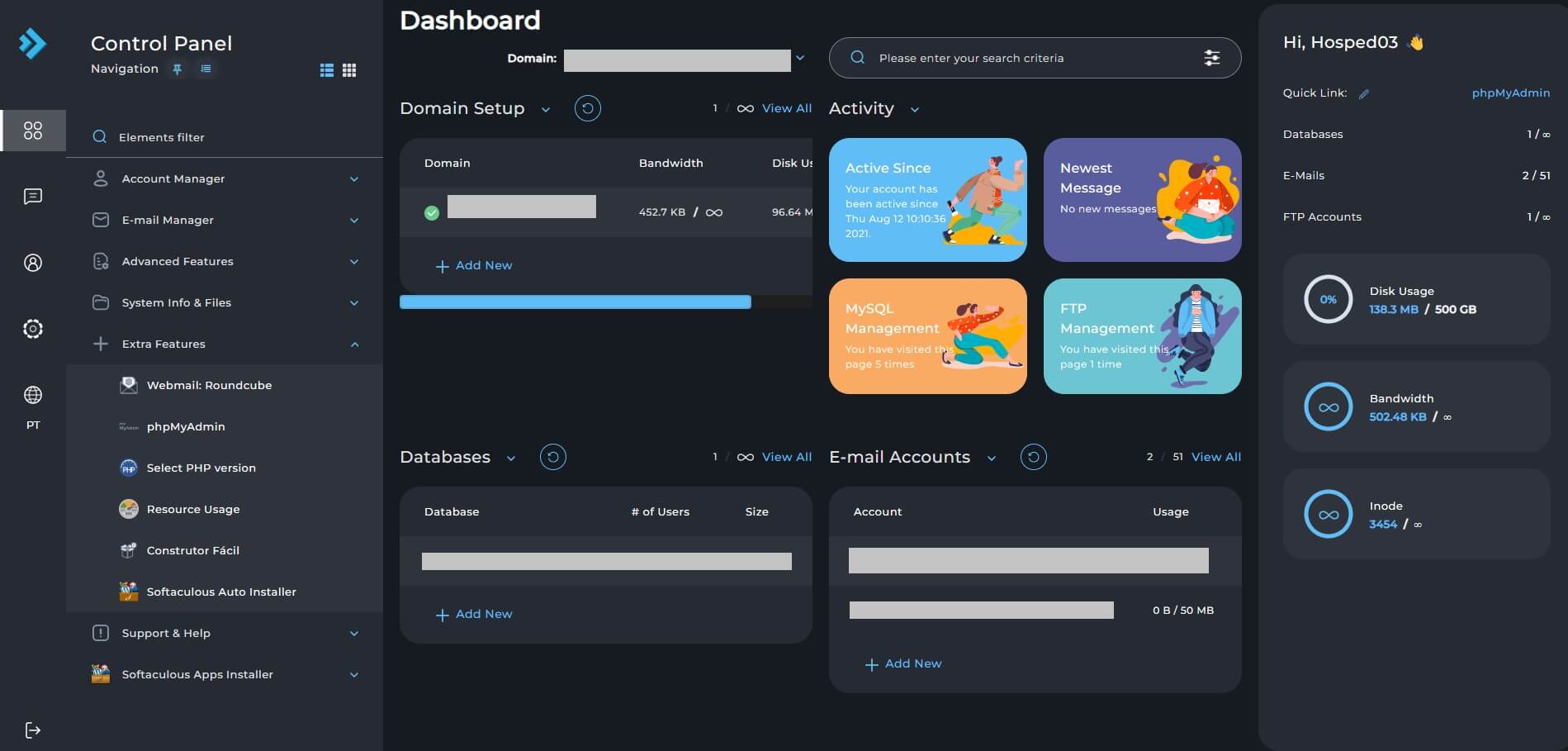 Painel de Controle do DirectAdmin