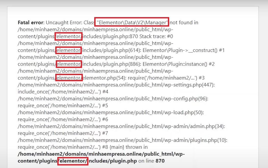 Exemplo de como identificar a causa do Erro Crítico do WordPress
