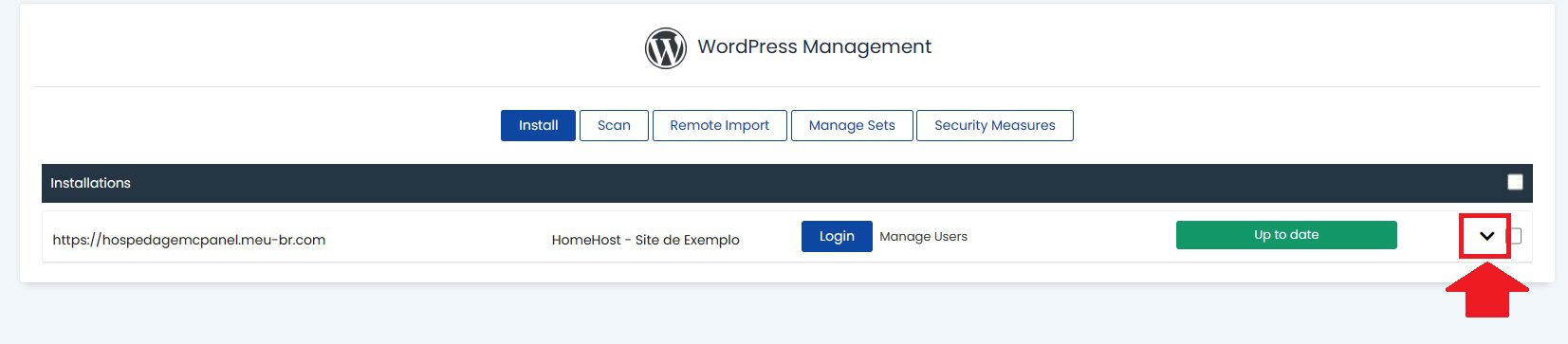 No WordPress manager, selecione a hospedagem e clique na seta para mostrar as configuraçoes do wordpress e poder ativar o modo debug do wordpress