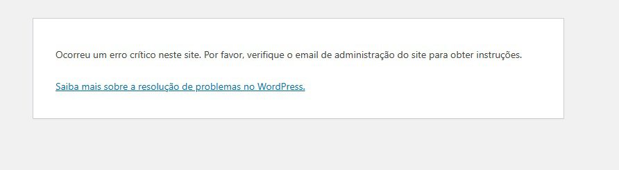 Mensagem de Erro Crítico do WordPress