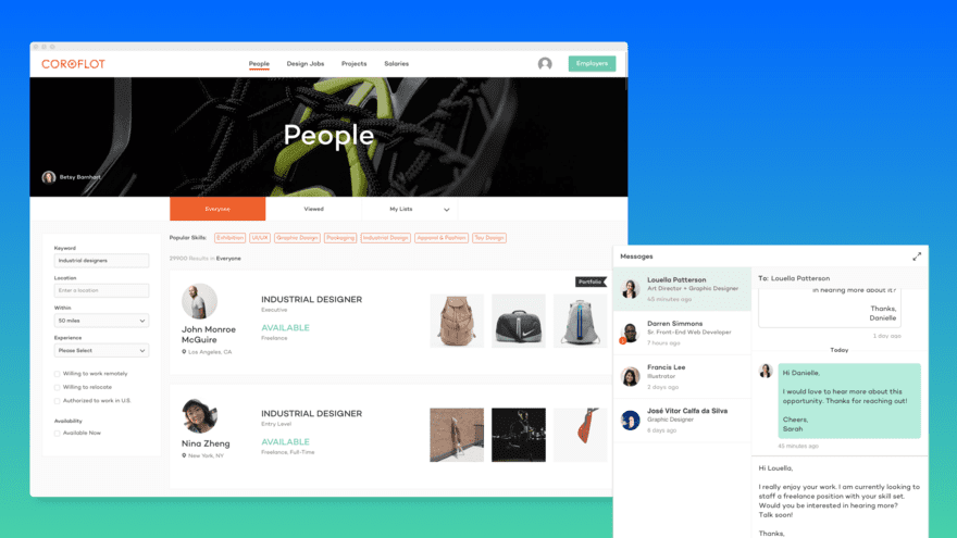 criar portfolio online no Coroflot
