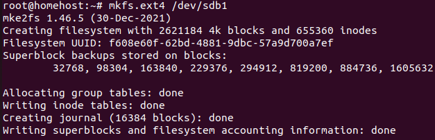 mkfs.ext4 para formatar o hd no linux