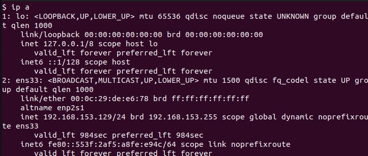 ip a , comando ip no linux