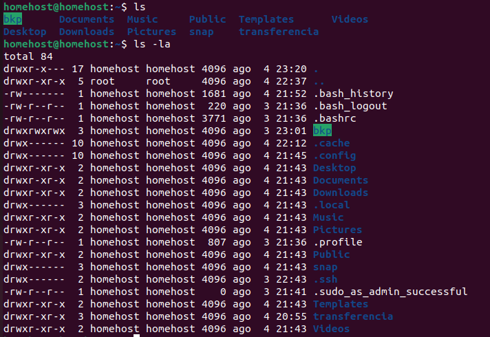 comandos Linux: Comando ls para exibir lista de diretórios e arquivos.