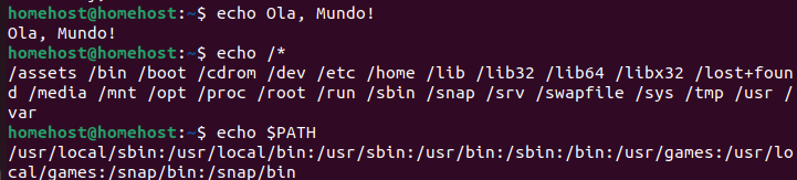 Comando cat para imprimir textos diretamente no terminal.