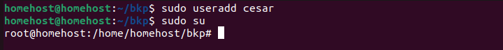 comandos Linux: Comando su para obter privilégios de super usuário.