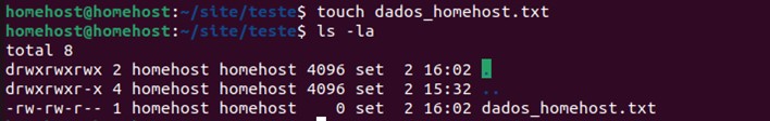 comandos Linux: Comando touch para criar arquivo vazio.
