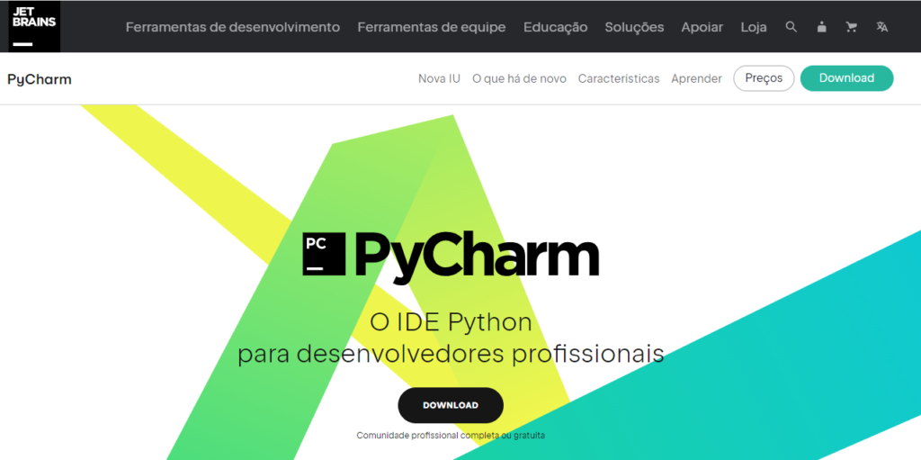 site para baixar o  pycharm