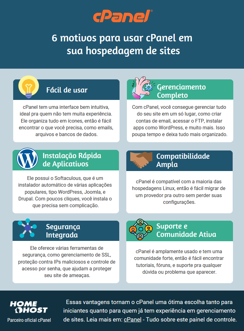 cPanel - infográfico 6 motivos para usar cPanel em sua hospedagem de sites