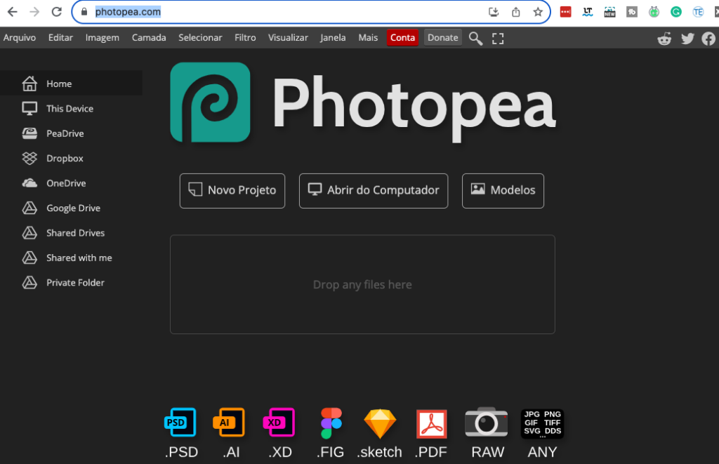 editar imagem do favicon com photopea
