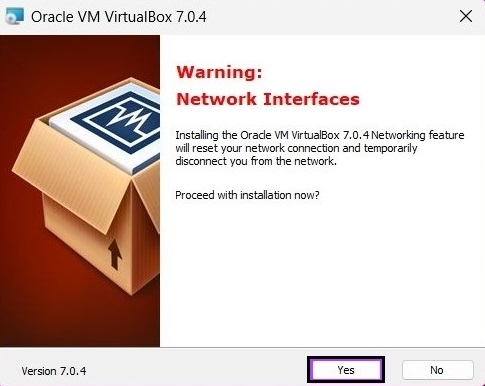 instalação de interfaces de rede do virtualbox