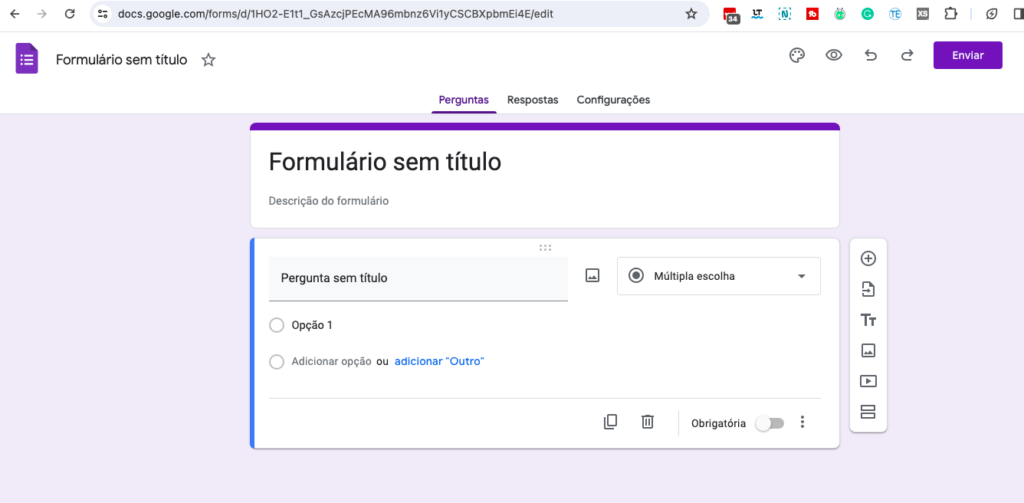 criar um formulário no Google