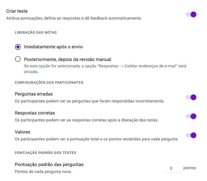 teste do formulario