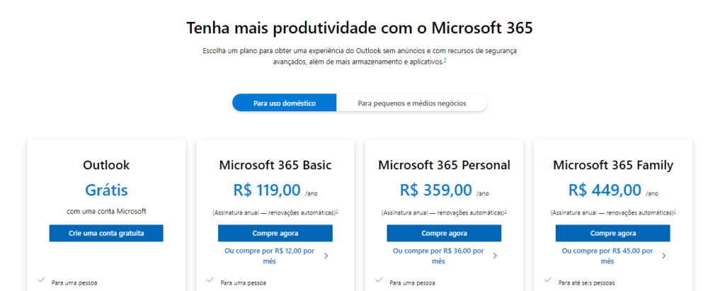 criar conta na microsoft