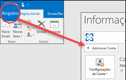 adicionar conta no outlook