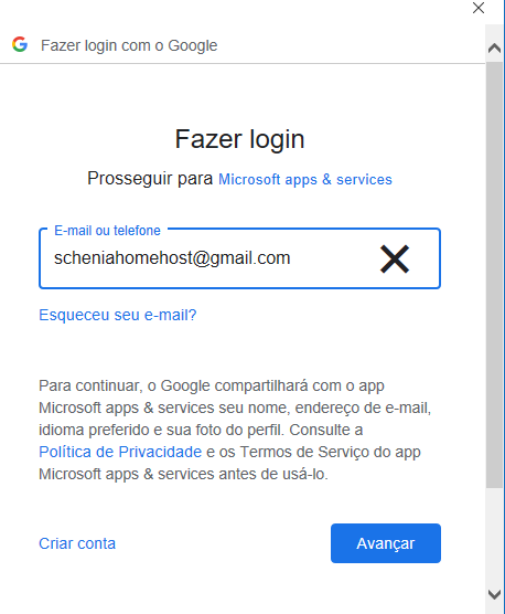 login gmail no outlook