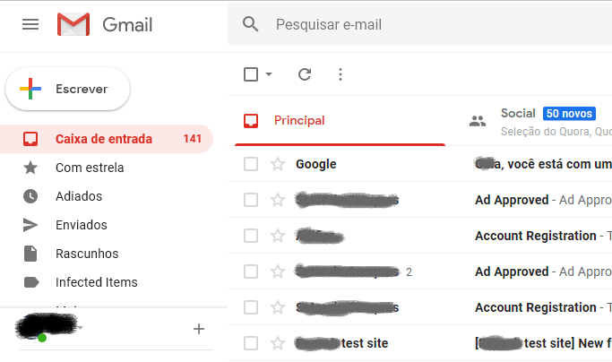 caixa de entrada do seu novo email gmail