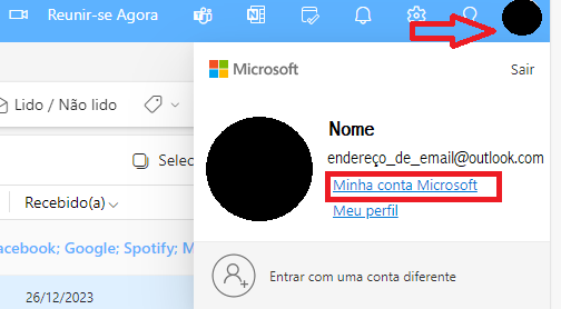 alterar senha do outlook