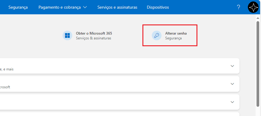 alterar senha do outlook