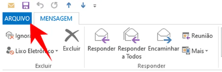 opcao arquivo no outlook