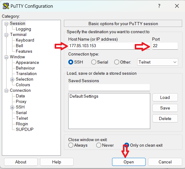 acessar um servidor VPS usando o putty