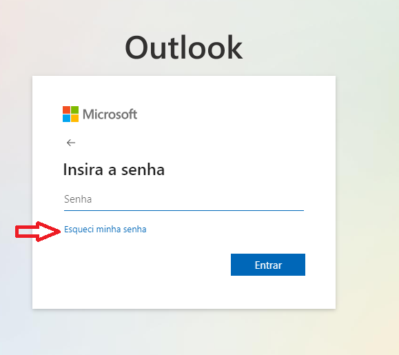 recuperar senha do Outlook usando o link esqueci minha senha