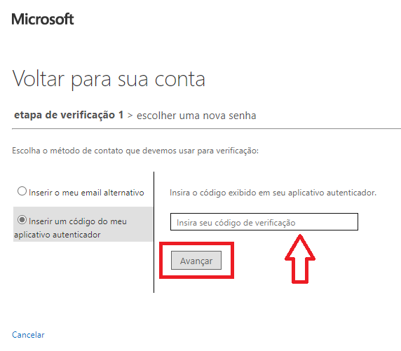 codigo de verificação 