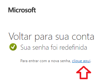 Confirmação de recuperar senha do Outlook