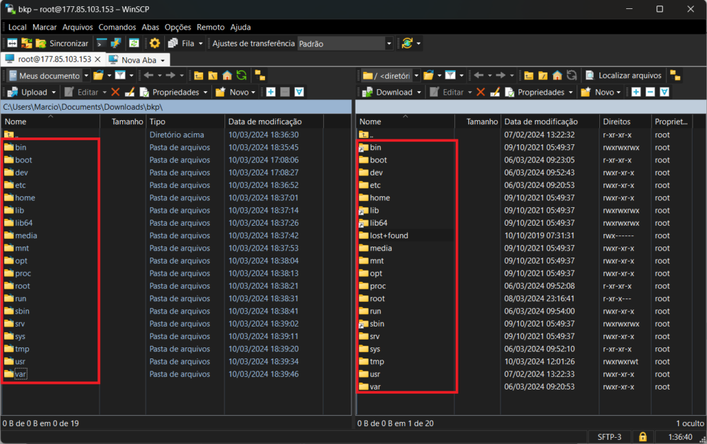 winscp, copiando arquivos de um servidor VPS