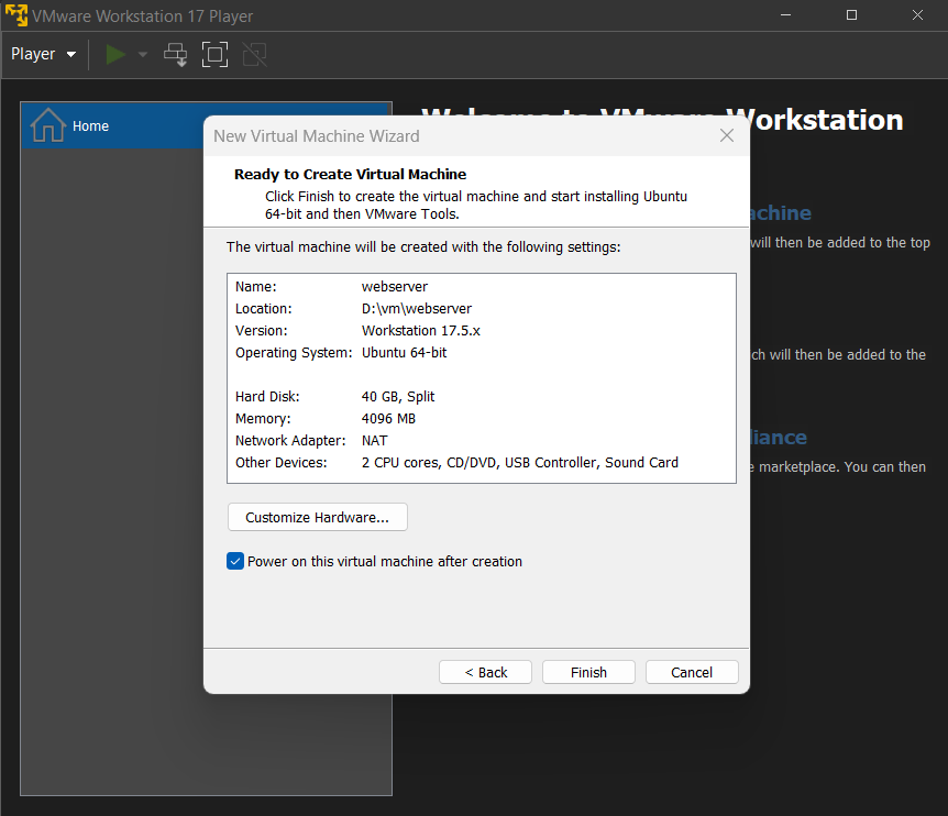 Criar máquina virtual Ubuntu - resumo