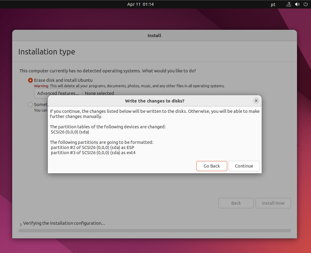 Criar máquina virtual Ubuntu - particionamento