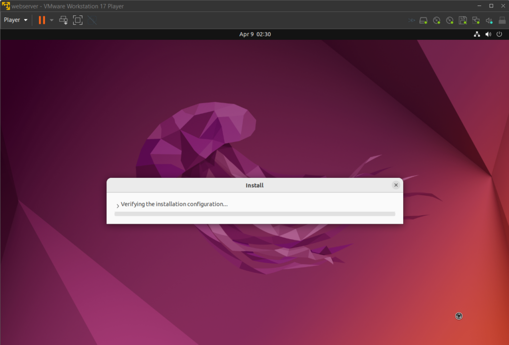 Criar máquina virtual Ubuntu - checagem