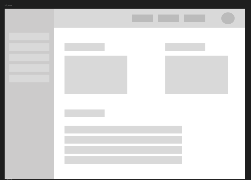Primeira tela pronta do wireframe